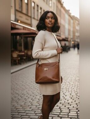 Simply Noelle Tan Brown Faux Leather Crossbody Shoulder Bag Tassel Gold Hardware